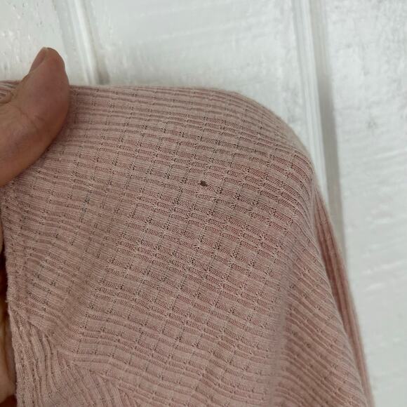 UO Out from Under Women Pointelle Long Sleeve Top Fairy Pink Size Medium FLAW - Picture 7 of 8